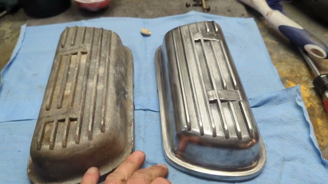 Polishing old VW aluminum valve covers, they came out nice !!