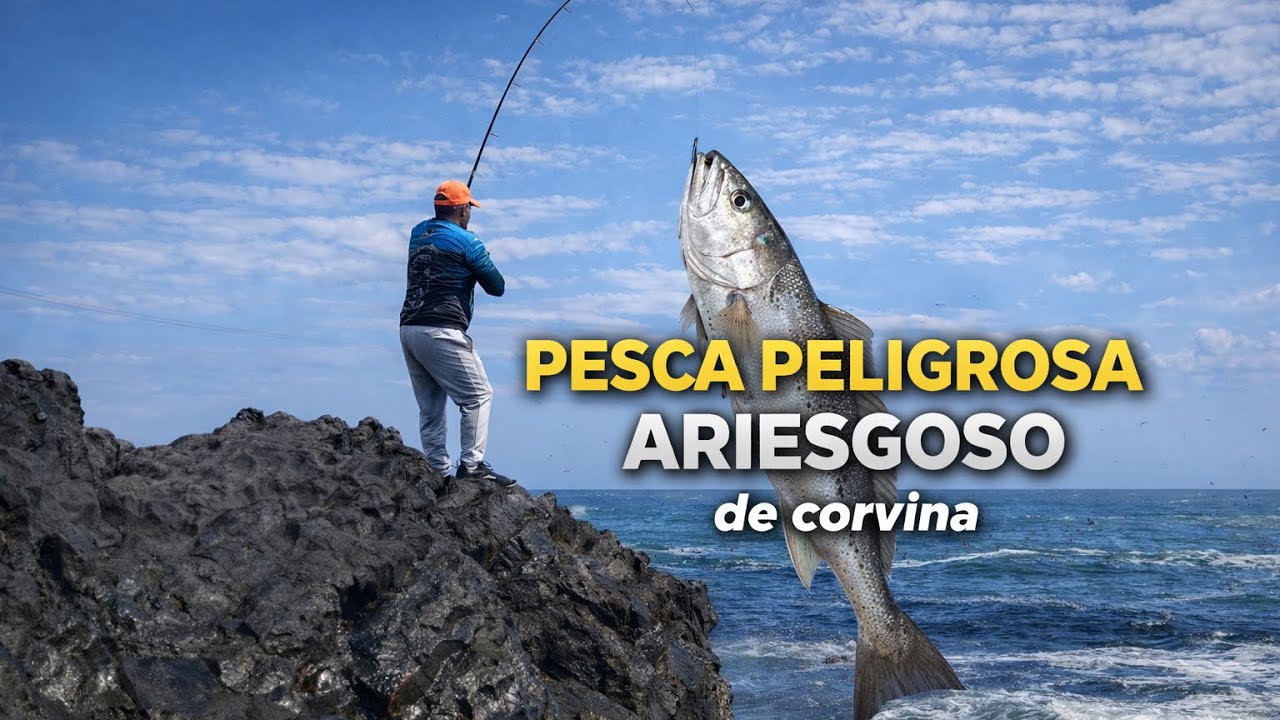Pesca peligroso arriesgado de corvinas en playas de Tacna-Perú 