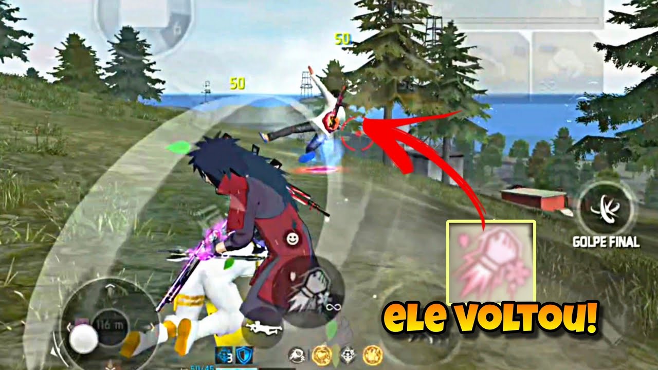 O JUTSU MAIS FORTE ESTÁ DE VOLTA! JOGANDO COM A SKIN DO MADARA, FREE FIRE MOBILE 