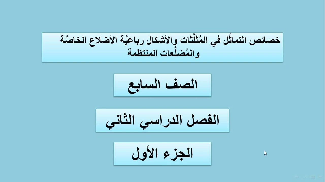 خصائص التماثل في المثلثات و الاشكال الرباعية الخاصة و المضلعات المنتظمة الجزء الاول / يلا نتعلم