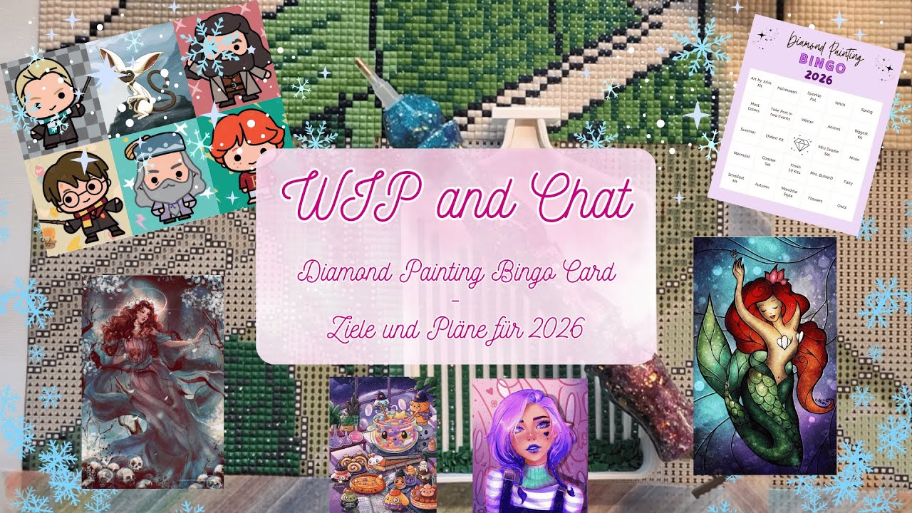 WIP and Chat - Diamond Painting Bingo Card und meine Ziele und Pläne für 2026 🌟🍀