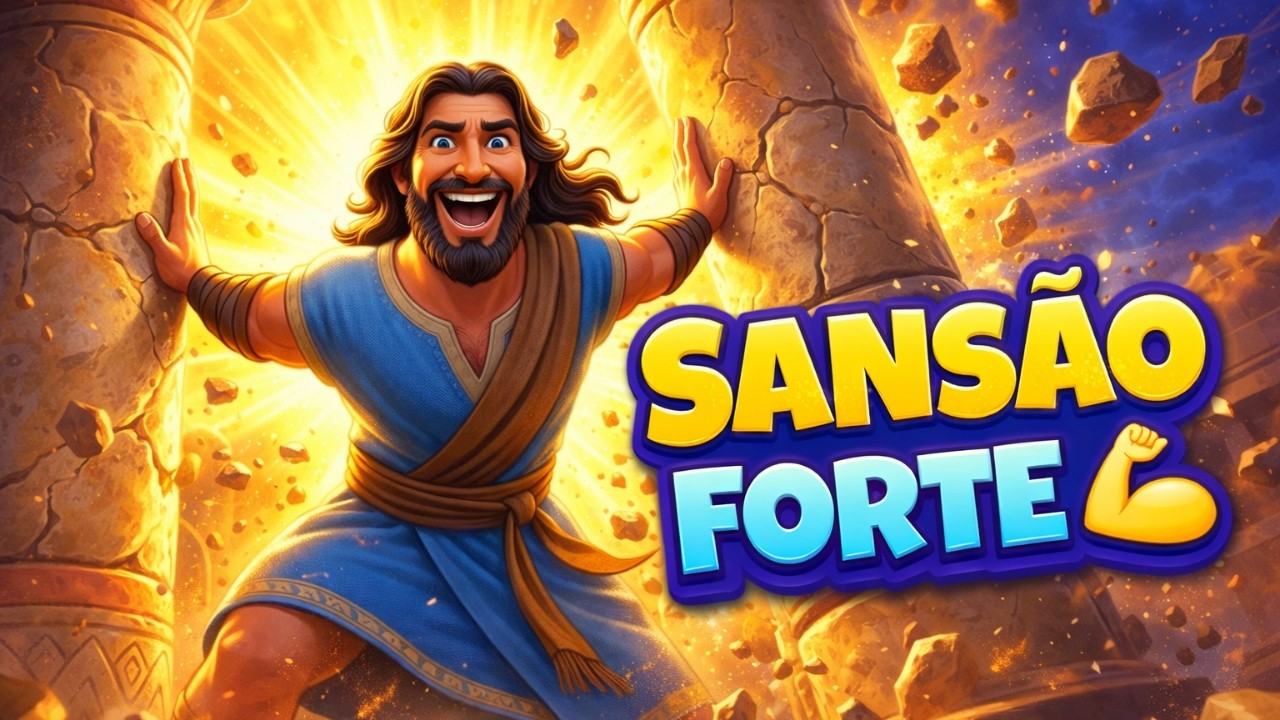 Sansão Forte de Deus 💪 | Música Bíblica Infantil Animada