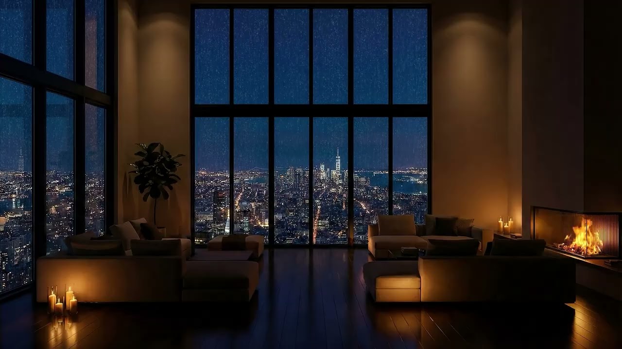 Late Night in a High-Rise | Gentle Rain Sounds & Urban Calm