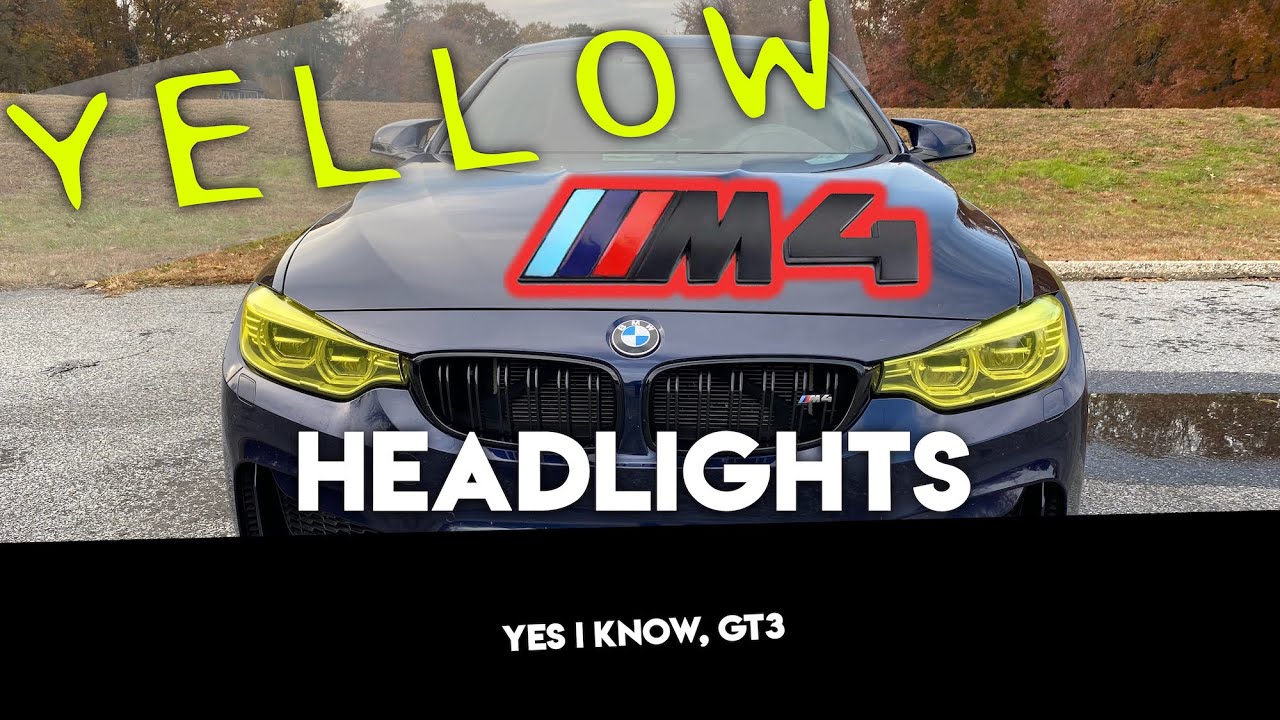 I Tinted my BMW M4 Headlights YELLOW |  Vvivid Vinyl Dry Apply Tint