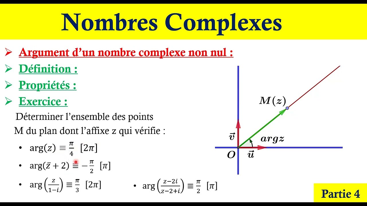 Nombres complexes : argument d'un nombre complexe non nul , 2BAC