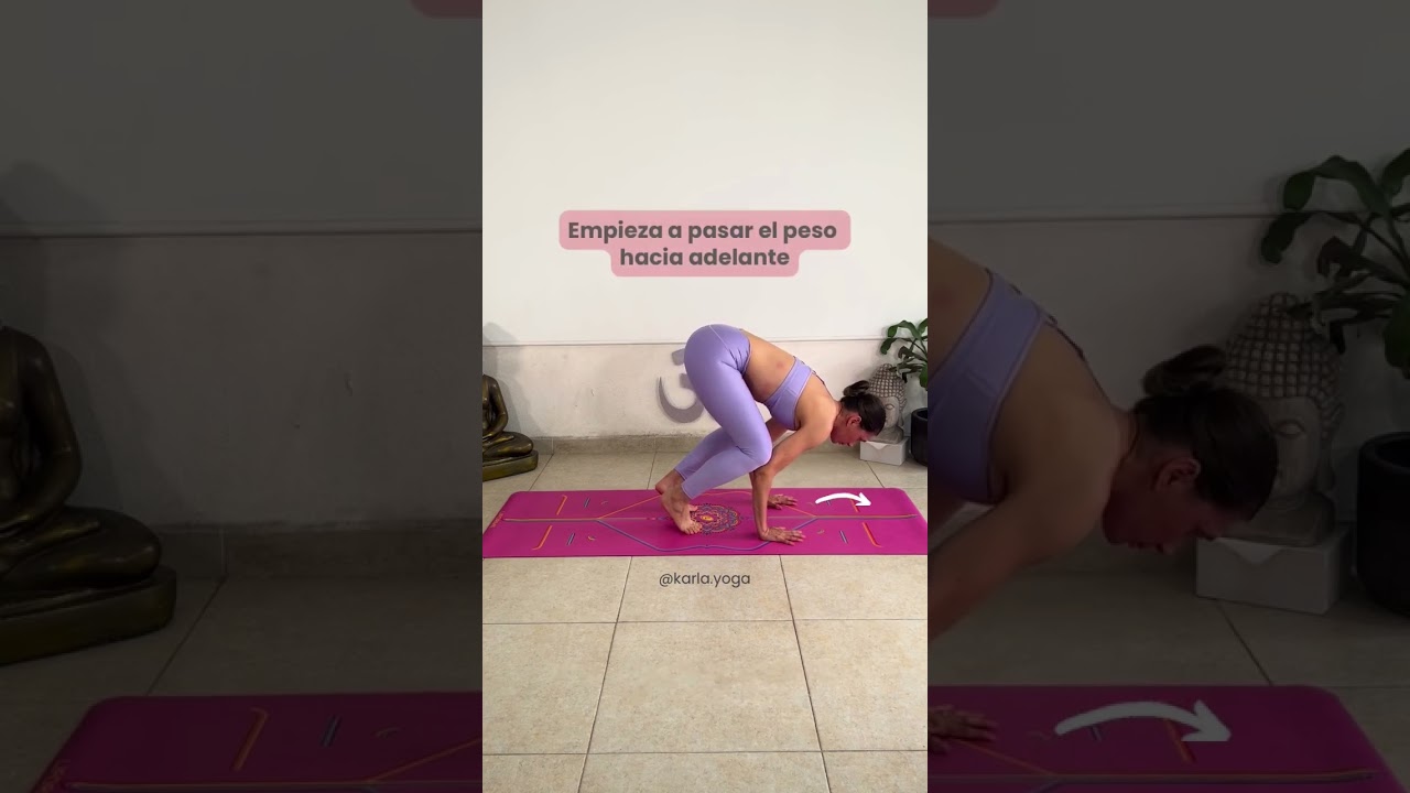 Paso a paso para hacer la postura de yoga del cuervo (kakasana) #yoga #yogaposes #crowpose