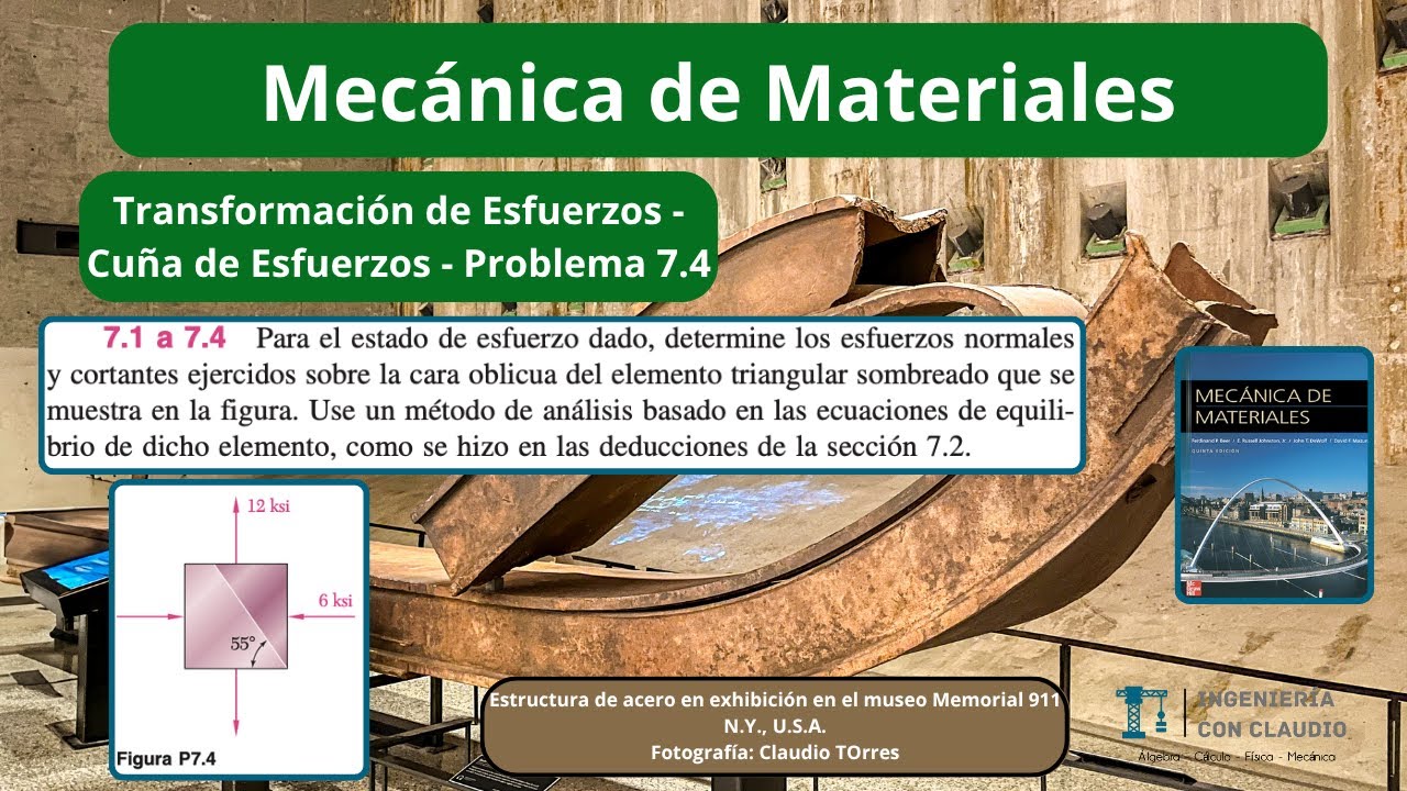 Mecánica de Materiales - Transformación de Esfuerzos - Cuña de Esfuerzos Problema 7.4