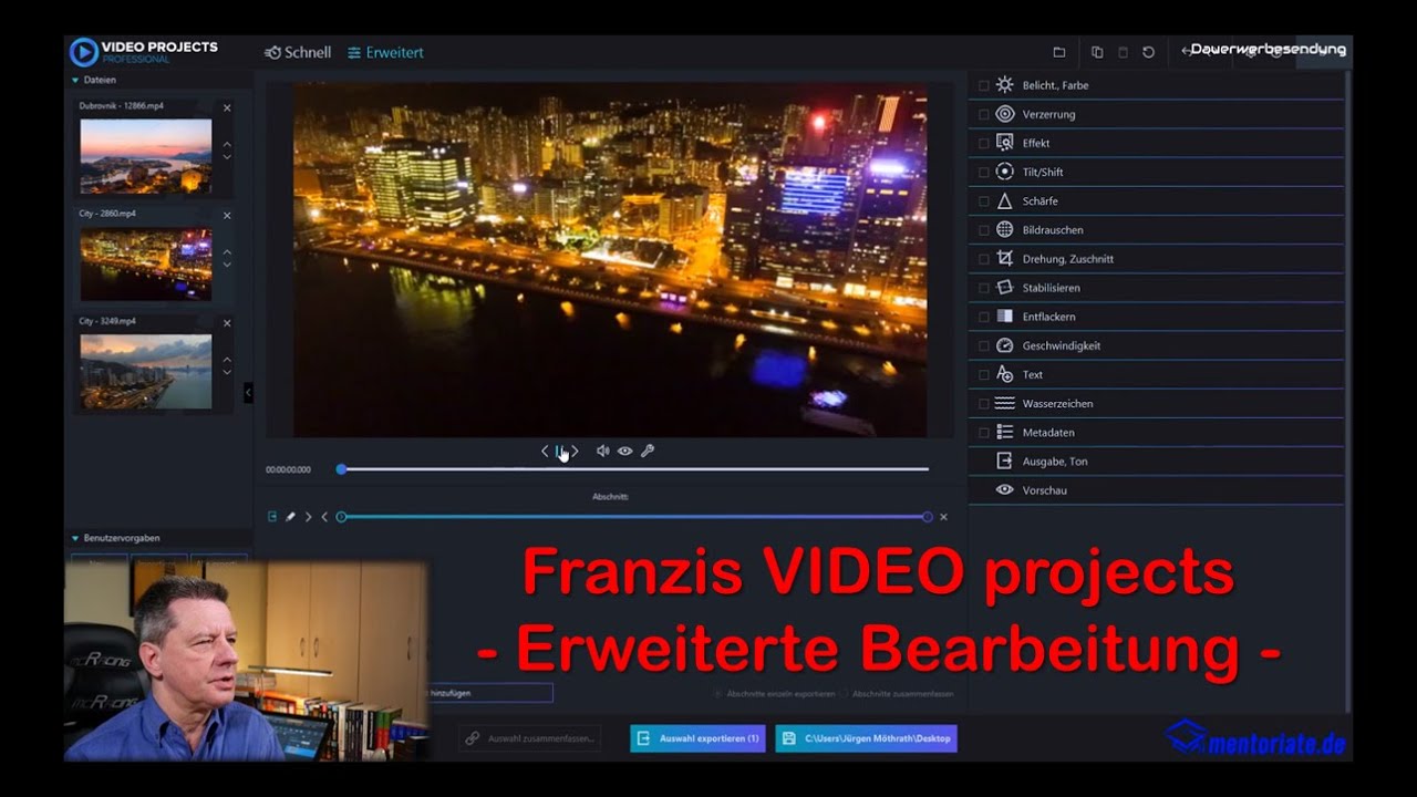 Franzis VIDEO projects  |  Erweiterte Bearbeitung