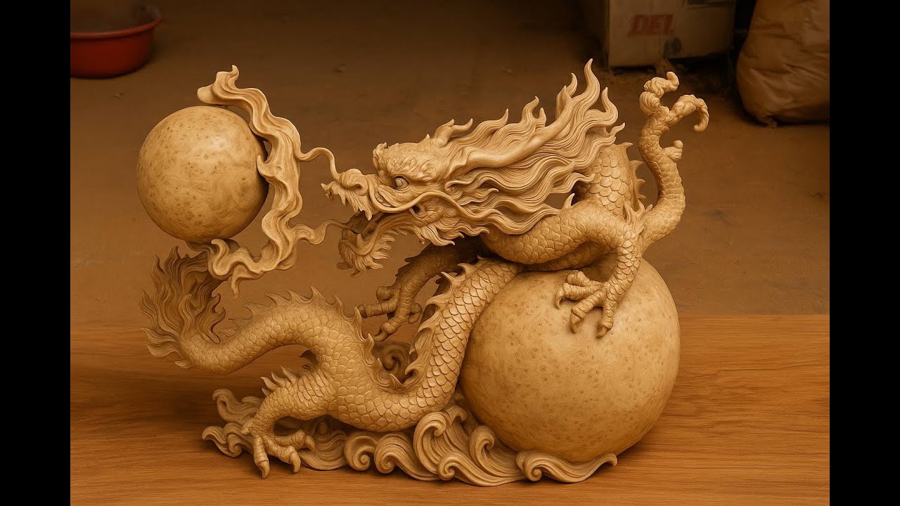 From Log to Legend – Vietnamese Dragon Wood Carving Time-Lapse