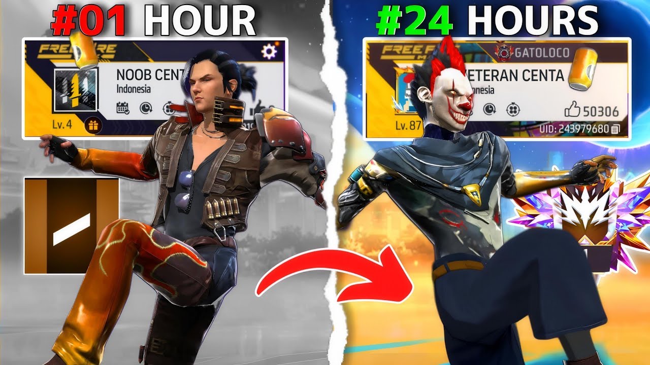 24 Hours Challenge In Noob I'd 🥵📈 - Garena Free Fire