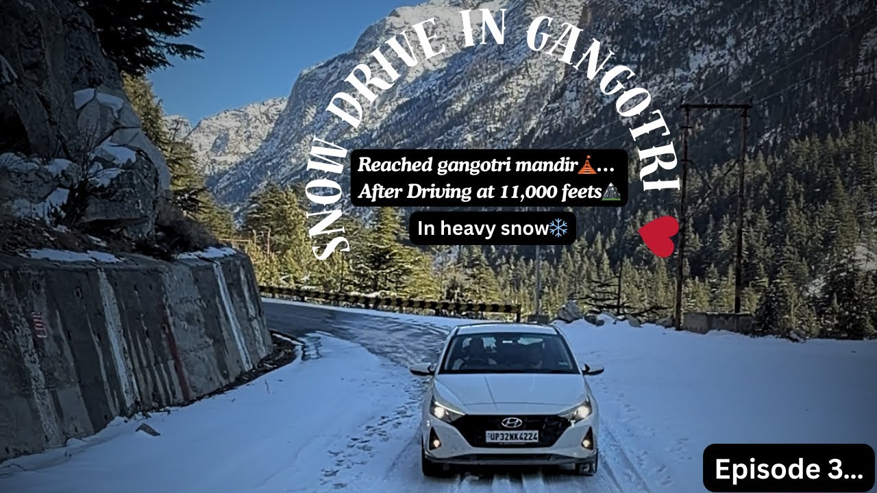 Snow drive to reach gangotri at 11,000 feets♥️😱|| Phucha di apni i20 gangotri tak baraf me😎||Harsil 