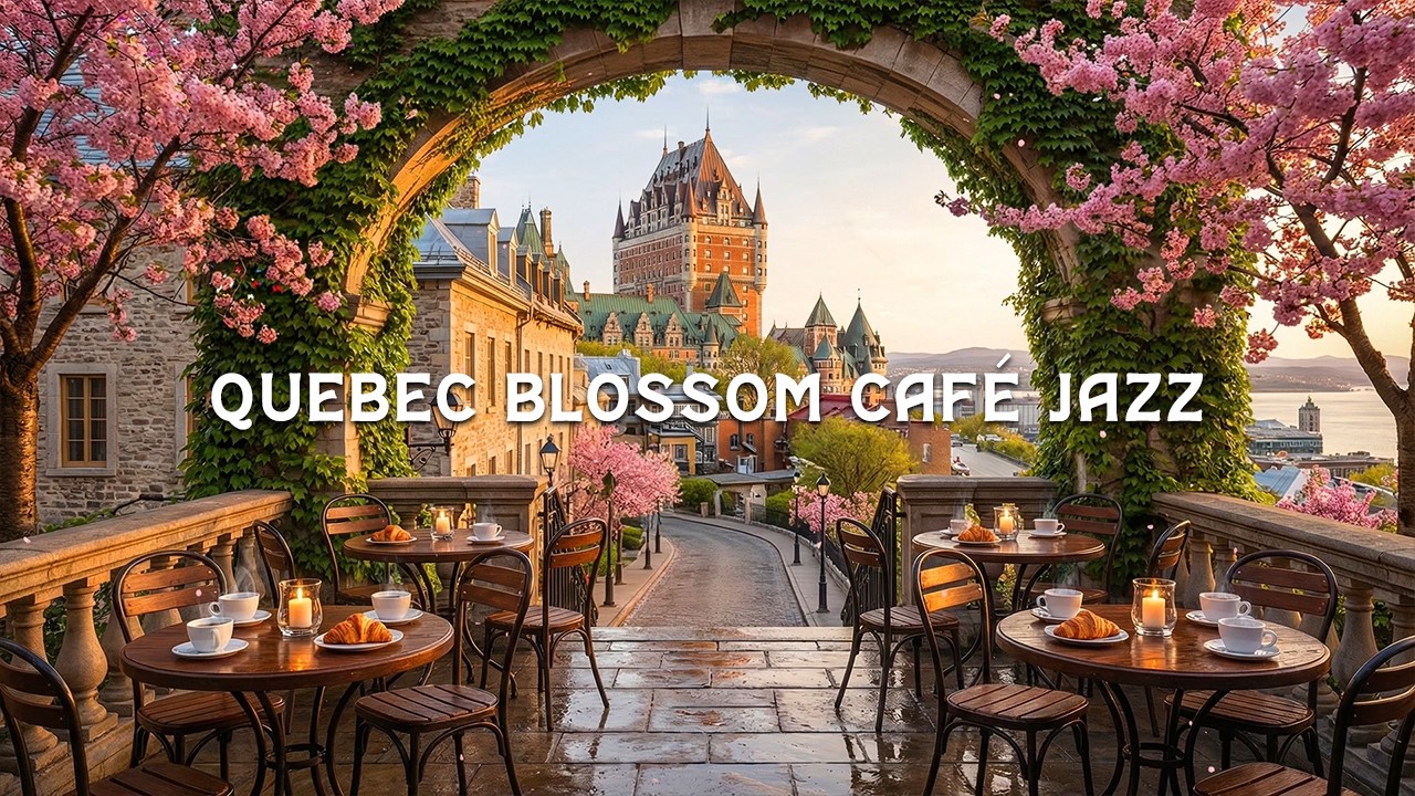 Quebec Blossom Café Jazz 🍁 Canada Morning Coffee Ambience | Smooth Piano Jazz for Study & Focus