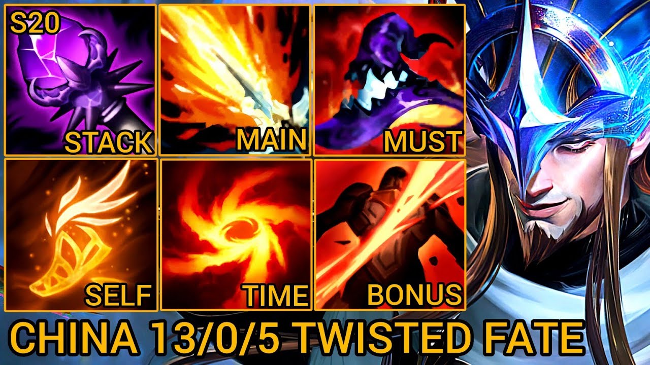Twisted Fate MVP Mid Lane S Rating 13/0/5 - China Wild Rift New Meta Build & Runes By Tiarty