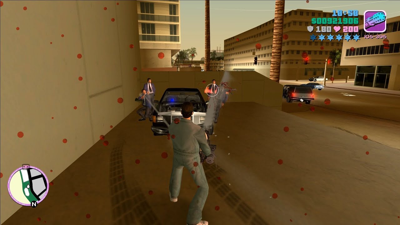 GTA Vice City Epic 6 Stars Wanted Level Shootout + Tank Rampage + Escape