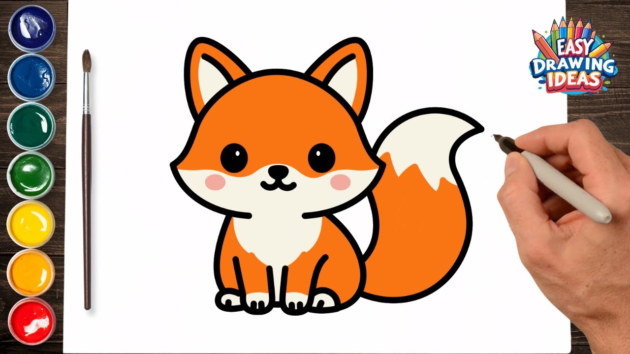 How to Draw a Cute Fox - Easy Kawaii Autumn Animal Drawing Tutorial for Kids & Beginners