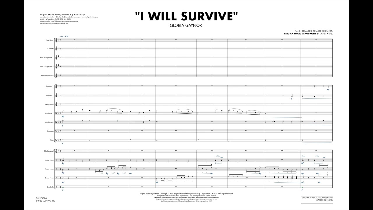 I Will Survive | Gloria Gaynor | Arreglos para Marching band.