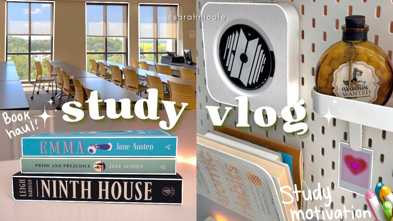 study vlog🐰| book haul, cozy study sesh, college classes, study motivation, calm days