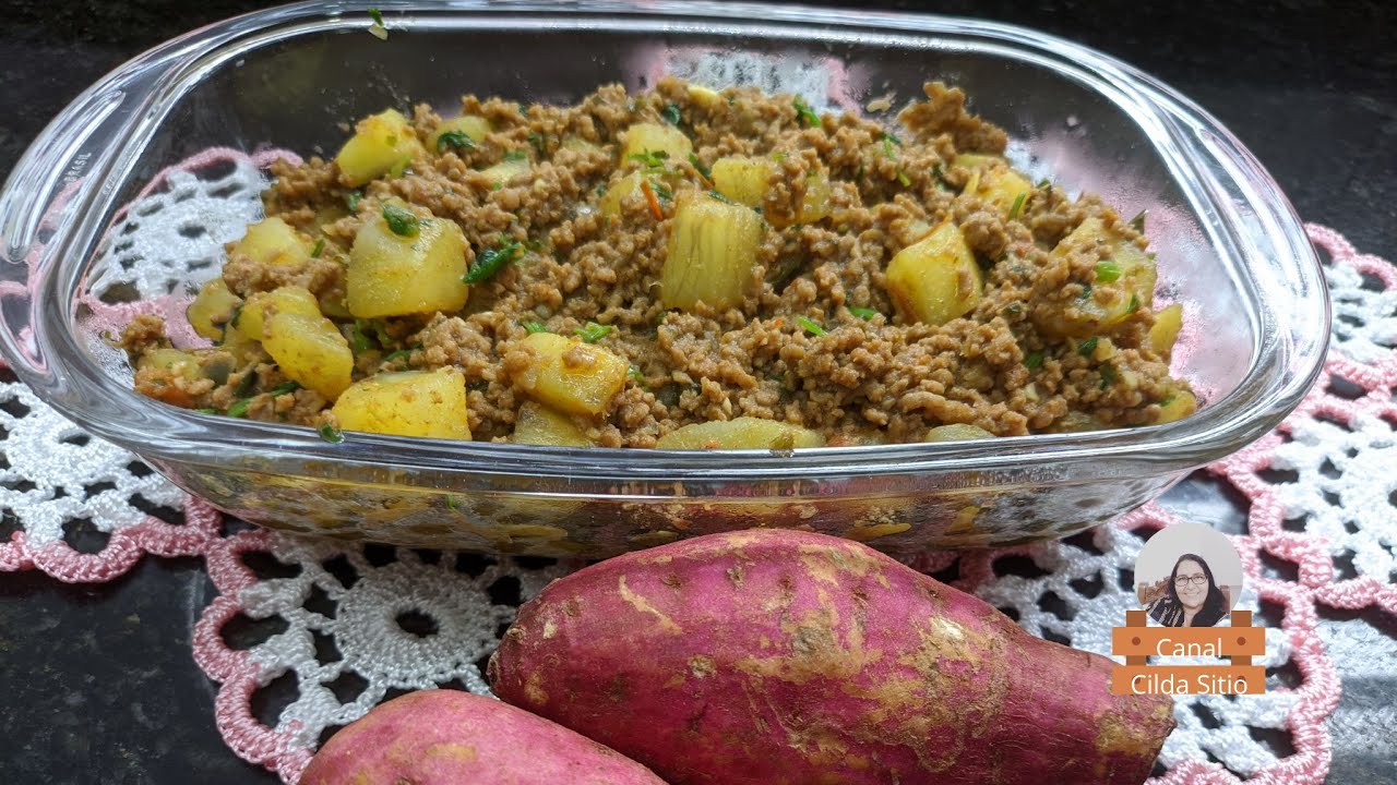 DELICIOSO E SUPER RÁPIDO ! CARNE MOÍDA COM BATATA DOCE