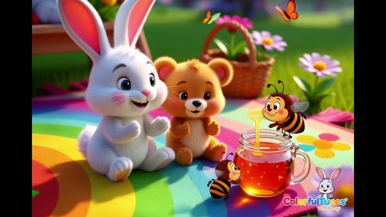 🐰🎵 BEAR AND HONEY PICNIC WITH BENNY | Fun Kids Song & Sing Along for Toddlers 🐻🍯🌈