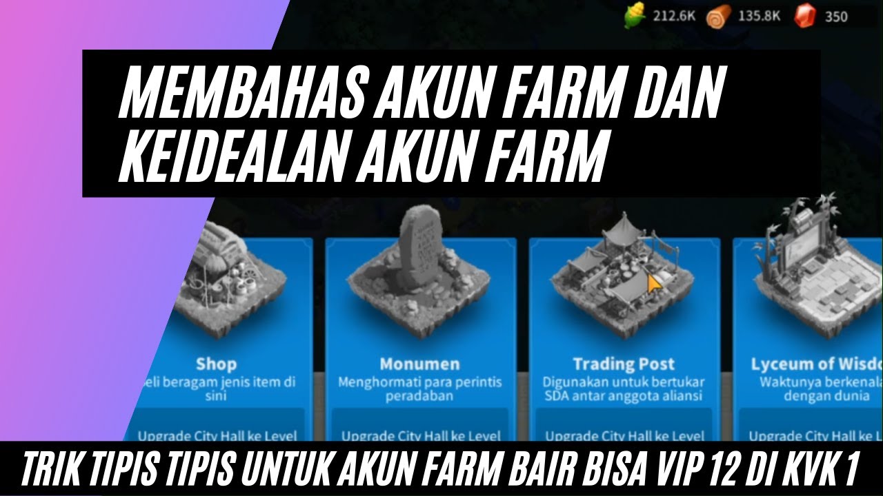 membahas 3 keresahan akun farm rise of kingdom