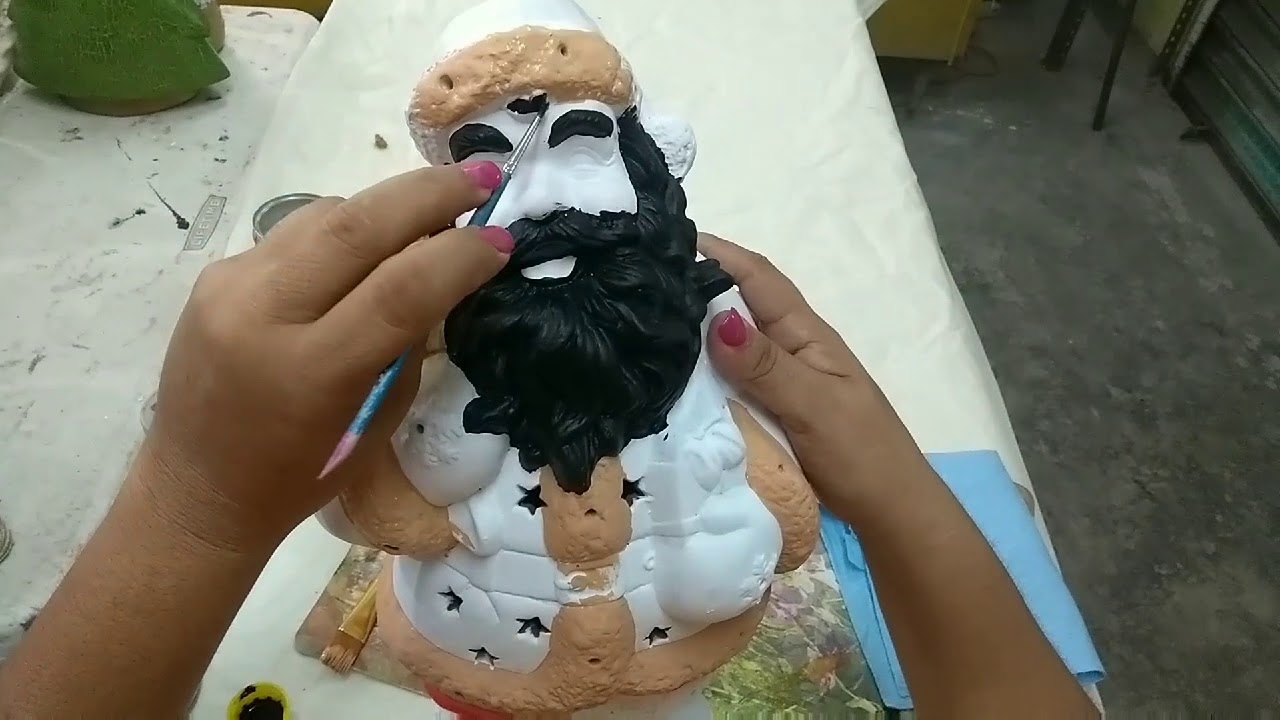 PINTANDO SANTA CLAUS DE CERAMICA DE MANERA PRÁCTICA y QUE LUZCA.