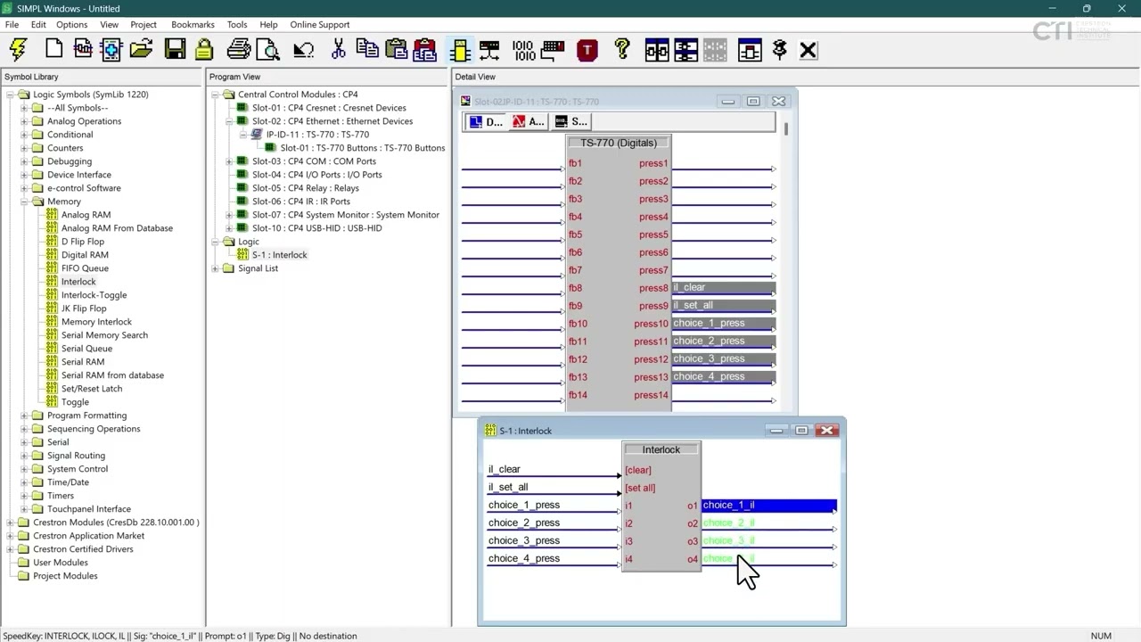 CTI | Getting Started with Crestron&reg; SIMPL Software: Logic Symbol - Interlock