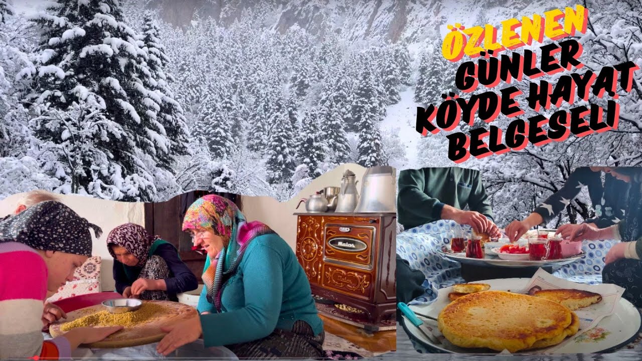 SOBA BAŞINDA BULGUR ÜTLEDİK / KÖYDE KIŞ GÜNLERİ NASIL GEÇER / 4K