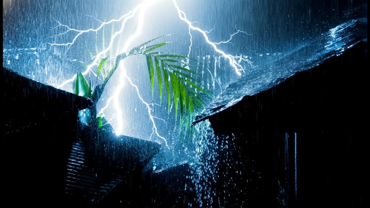 Eliminate Stress & Fall Asleep | Torrential Rain on Tin Roof & Loud Thunder All Night Long#13