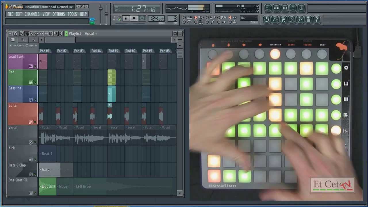 Novation Launchpad S and FL Studio 11 LIve Performance Mode Demo Et Cetera TV www.etcetera.co.uk