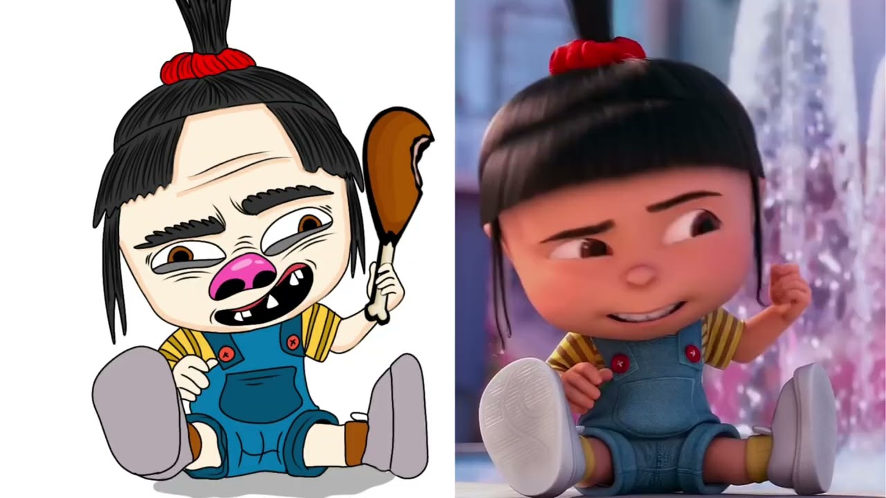 Despicable Me 2 - Agnes Meets Lucy Funny Drawing Meme Video 🤣