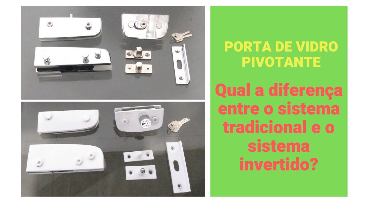 Porta de vidro pivotante sistema tradicional ou sistema invertido