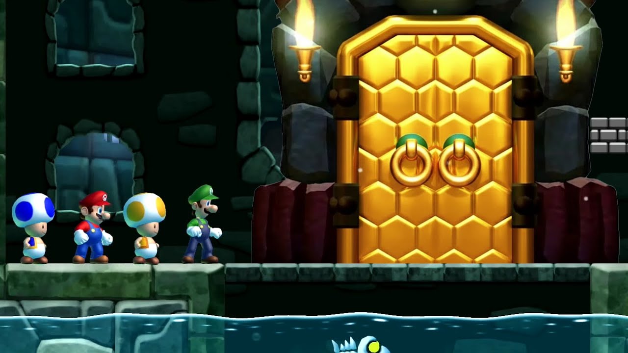 New Super Mario Bros U (Cloudy 2) – 4 Players Co Op Walkthrough #6