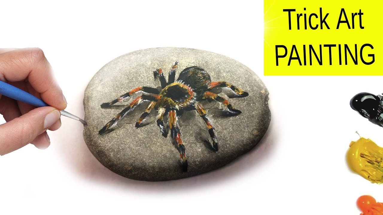 3D SPIDER | Illusion Art | Rock Painting