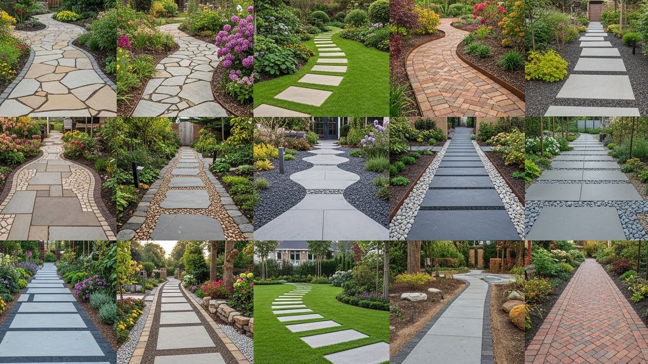 100+ Walkway Ideas | Rustic to Modern Paver, Stone, Concrete & Brick Garden Paths