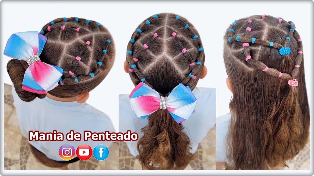 Penteados com Liguinhas 😍| Hairstyles with Elastics for Girls 💕