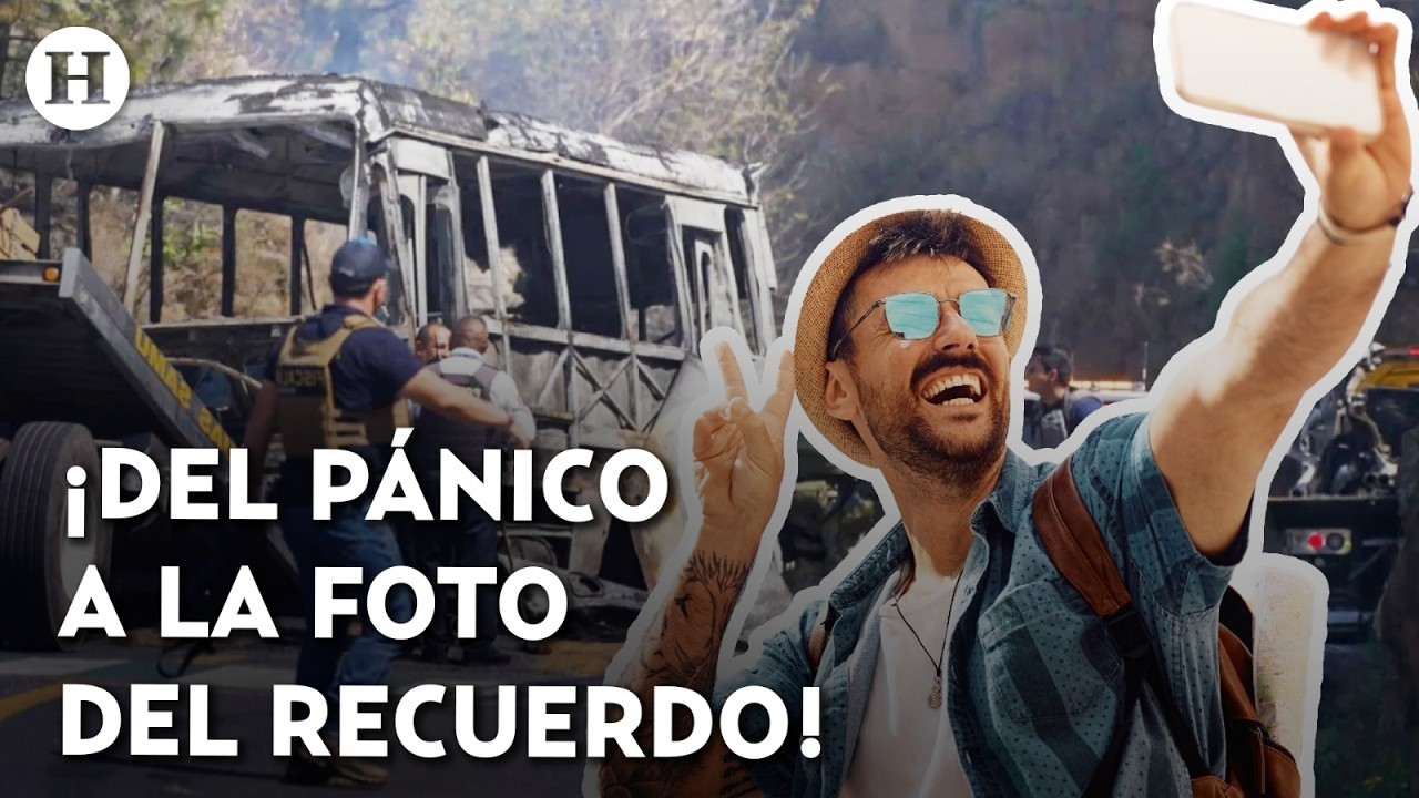 Extranjeros son captados tomándose fotos con restos de los autos quemados tras caída de 