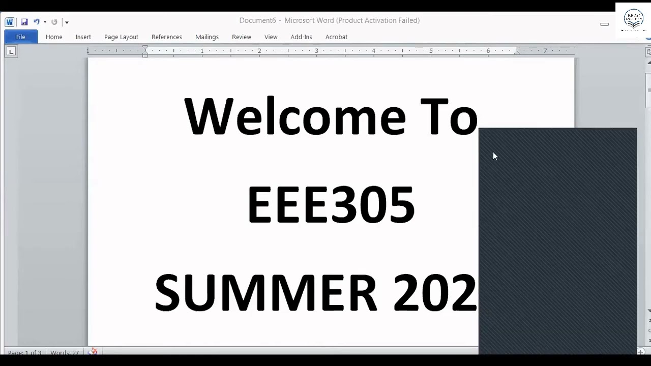 1. EEE305 Introductory Class