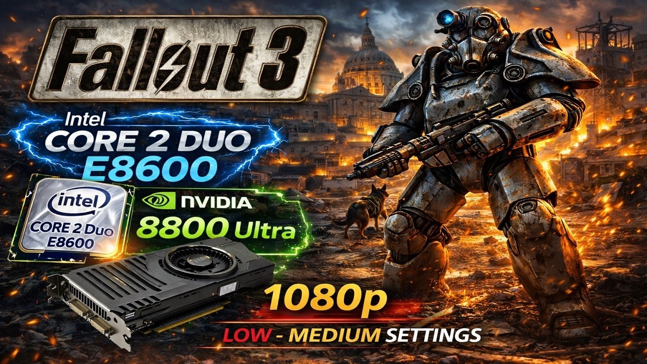 Fallout 3 on Core 2 Duo E8600 3.4GHz 8800 Ultra 1080p