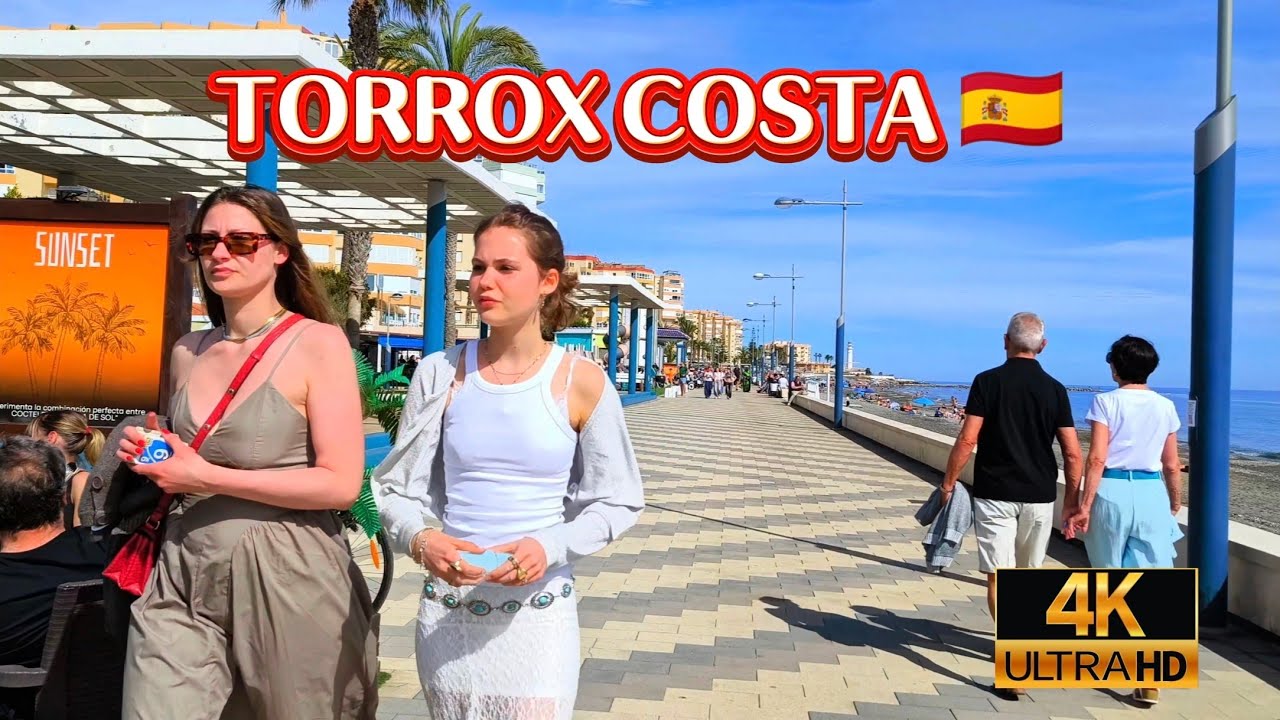 🔥 Visita Paseo Mar&iacute;timo y playa de TORROX COSTA, M&aacute;laga, Espa&ntilde;a 🇪🇸 COSTA DEL SOL 🌞 4K