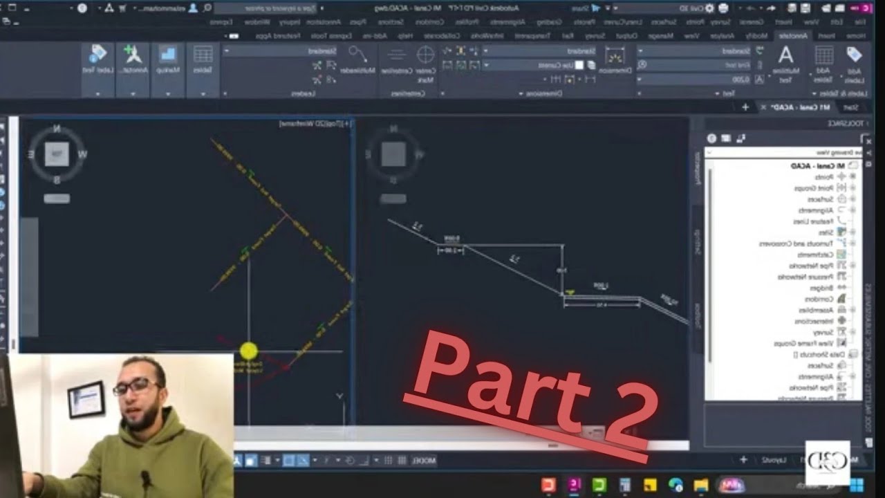 مشروع ترعة كامل (القطاع العرضي والكوريدور) - Canal  Project on Civil3D 2