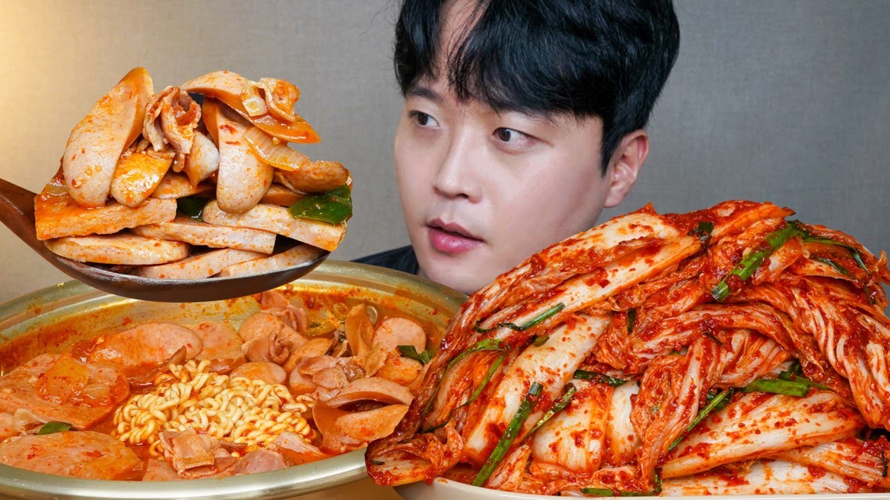 아내표 집밥🍚 햄폭탄 부대찌개 장조림버터밥 배추겉절이 요리 먹방 Spicy Sausage Stew & Kimchi ASMR MUKBANG REAL SOUND EATING SHOW