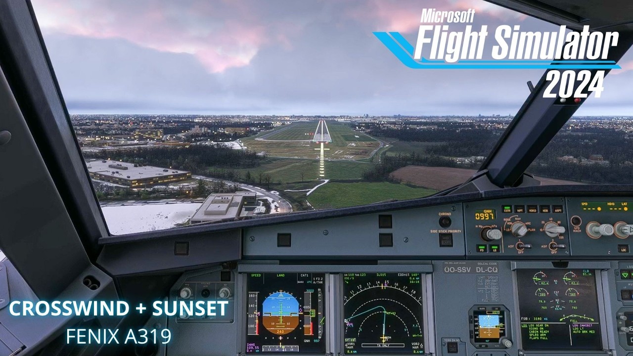 Textbook Sunset Landing in Strong Crosswinds! | Fenix A319 | Hamburg | FS2024