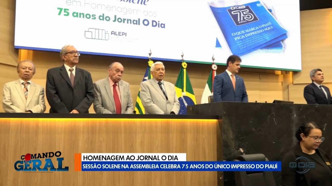 Jornal O DIA: Sessão solene na assembleia celebra 75 anos do único impresso do Piauí 06 02 2026