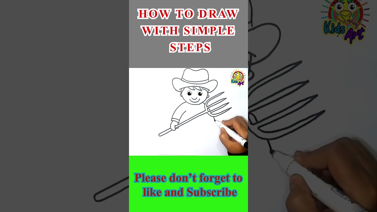 Easy Farmer Drawing for Kids! 👨&zwj;🌾 3 Steps