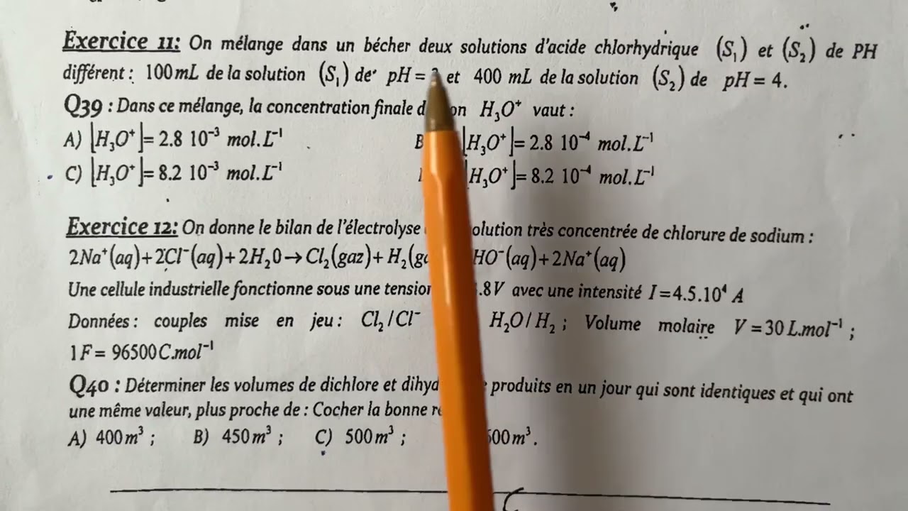 Concours ensa 2022 partie chimie
