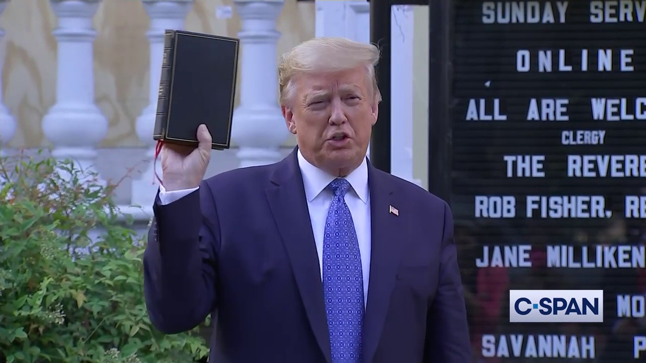 President Trump walks across Lafayette Park to St. John's Church