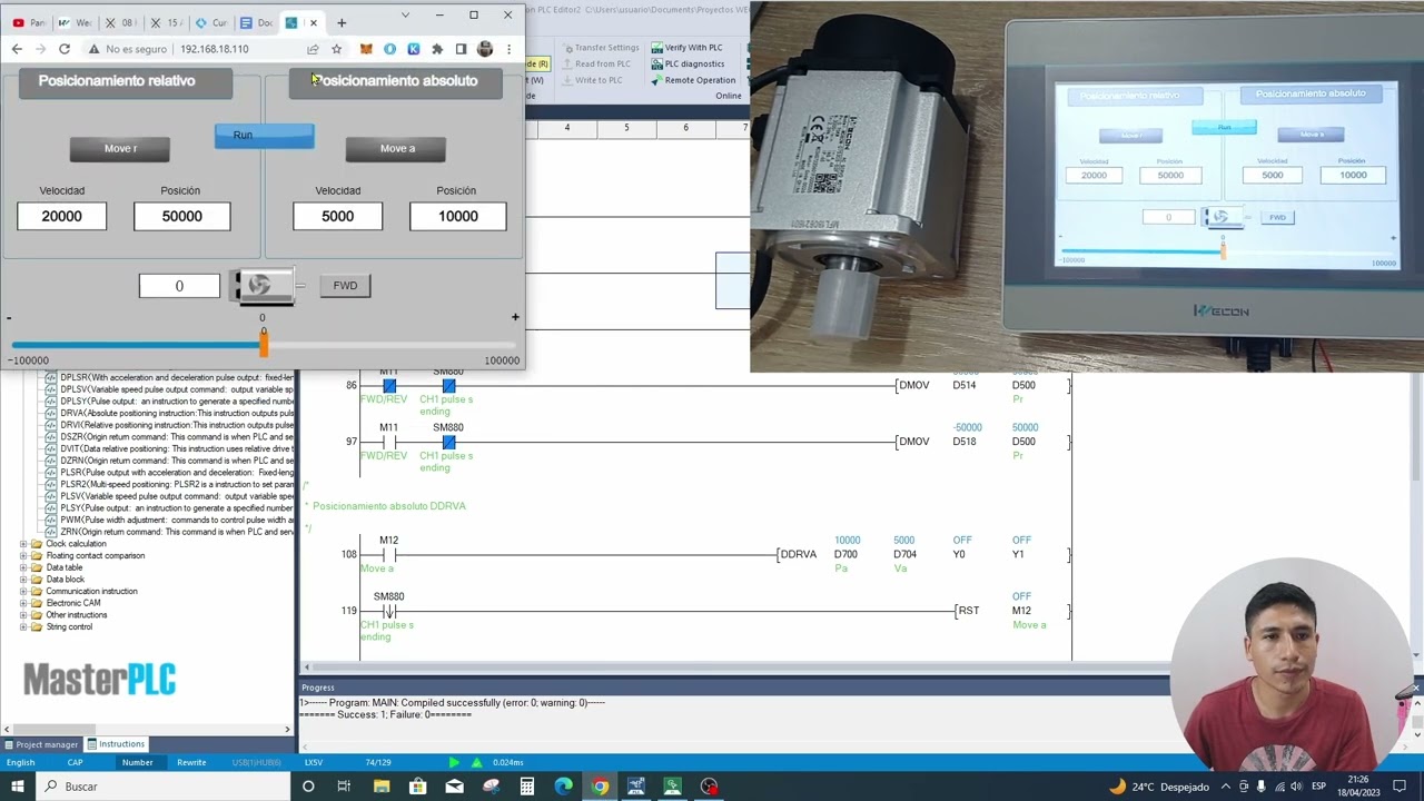 Posicionamiento absoluto del servo motor con PLC Wecon  DRVA #4
