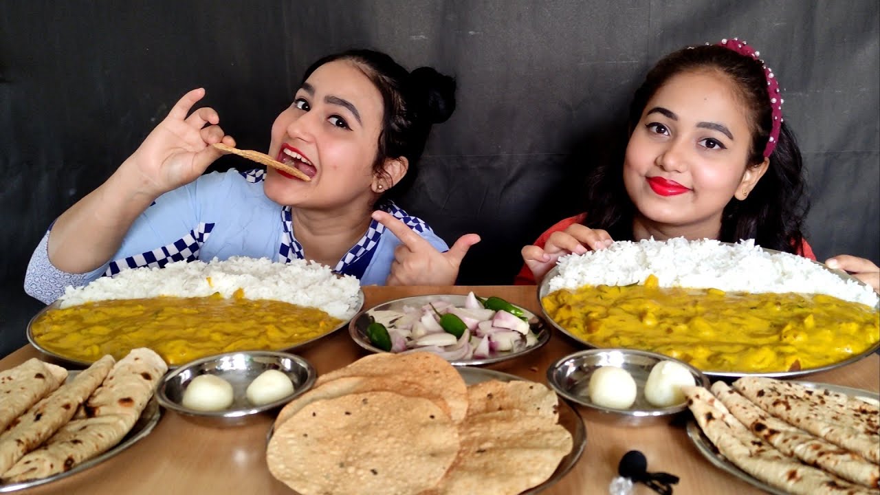 Kadhi Pakoda, Roti, Chawal, Rasgulla,Papad,chilli,onions😋🤤 eating challenge II punishment🤯