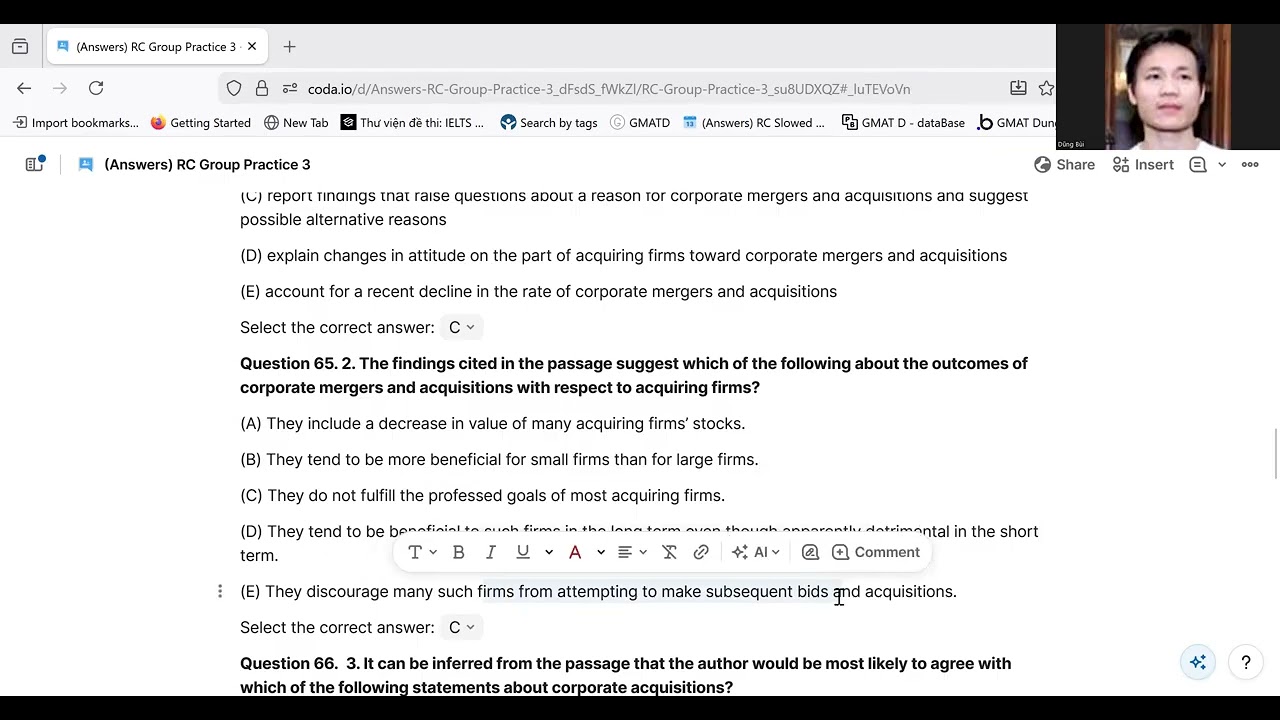 RC Group Practice 3 (M&A) - Question Explanation