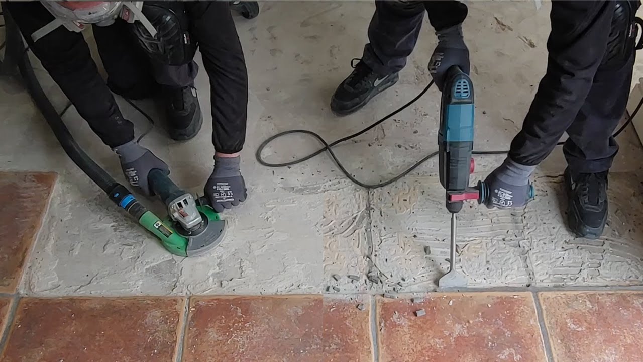 Removing Floor Tiles from Concrete and Grinding Thin Set
